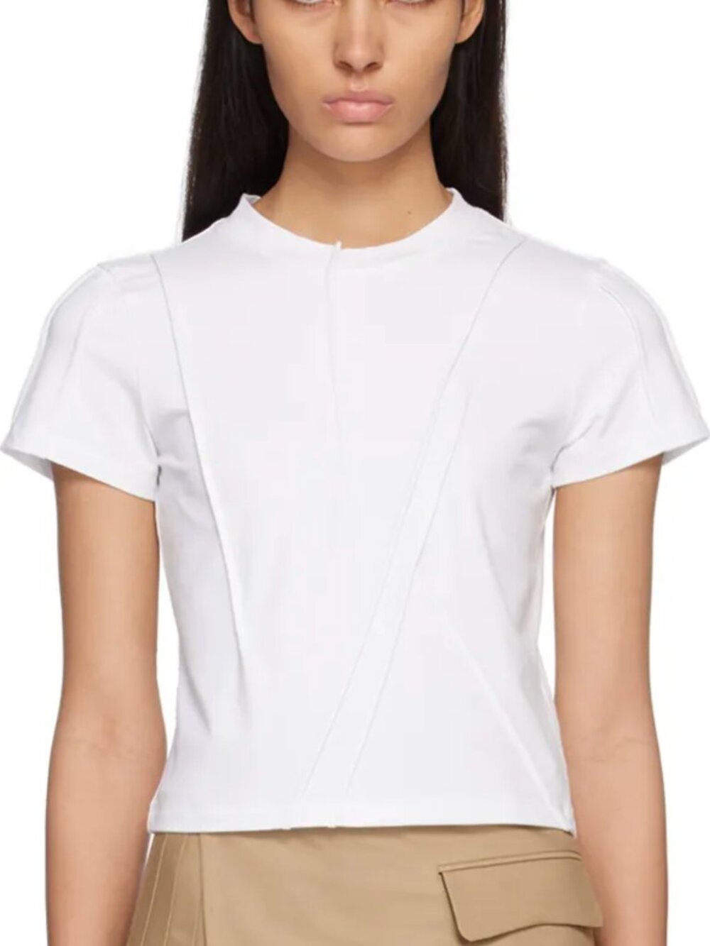 Lesugiatelier White Disordered Pintuck T-Shirt,